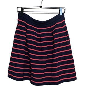 Boden Skirt 6R Navy and Red Striped Pleated Ponte Mini Skirt